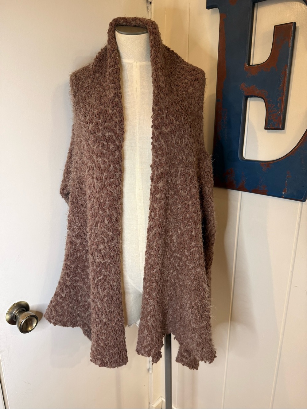 Vici Taupe Fuzzy Open Front Cardigan Sweater Sz S/M